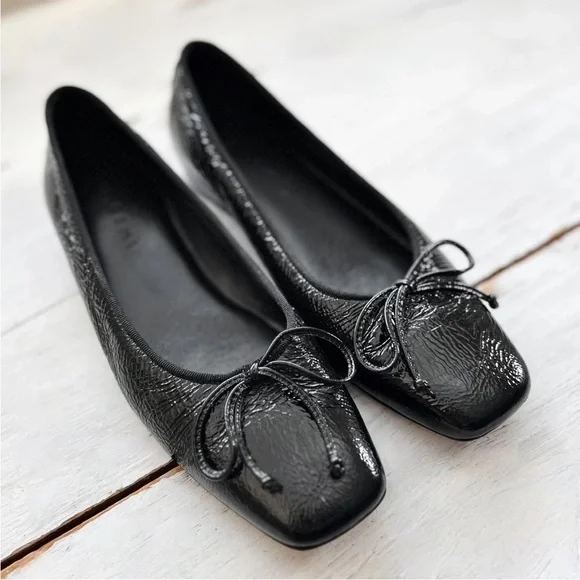 M. Gemi Danza Flats Patent Leather Black Ballet Shoes Hidden Wedge 37.5 EU $298 - Picture 2 of 11